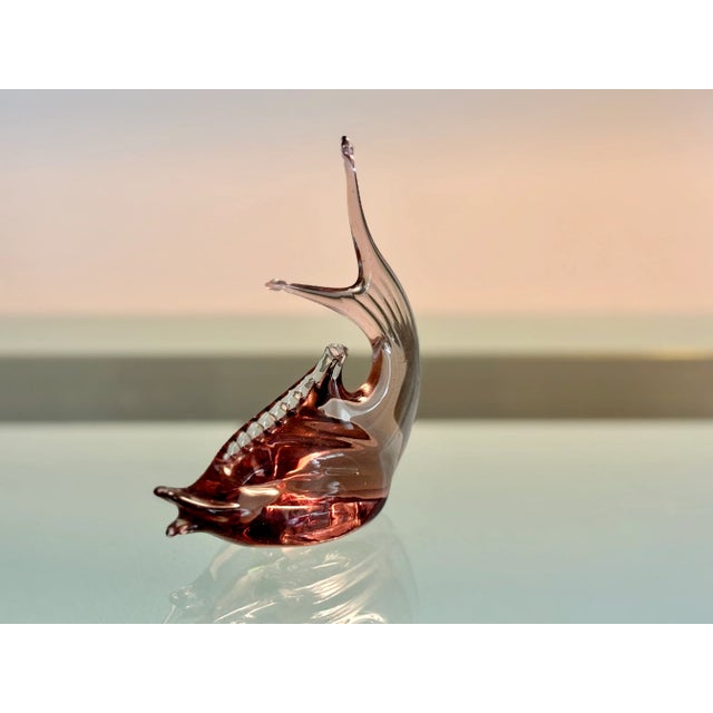 Vintage Purple Glass Fish Figurine From the 70s in the Murano Glass Style For Sale - Image 4 of 4