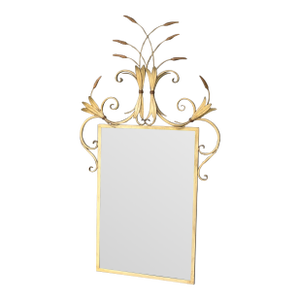 Vintage 60 1/2 Tall Iron Wheat Sheaf Wall Mirror Wheat Coloring