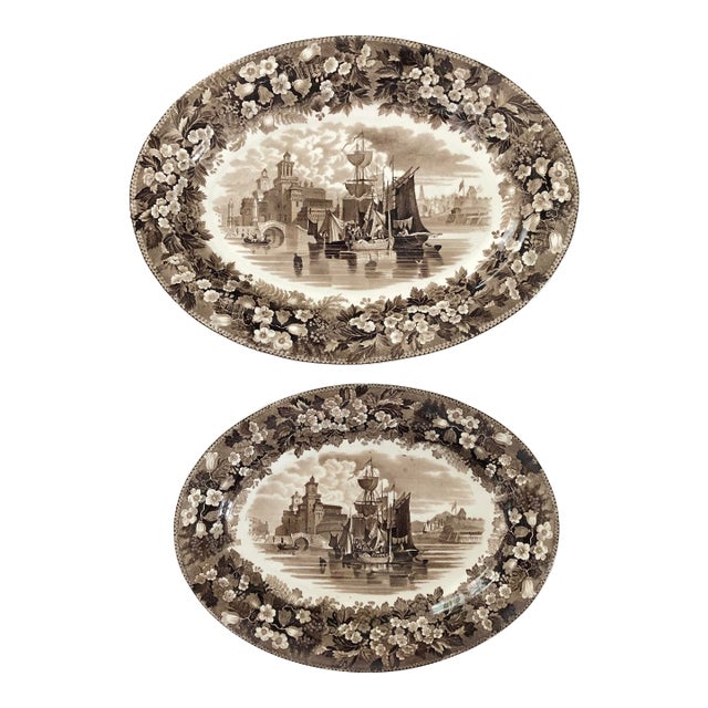 Antique Wedgewood Transfer Dishes - 2 Pieces For Sale