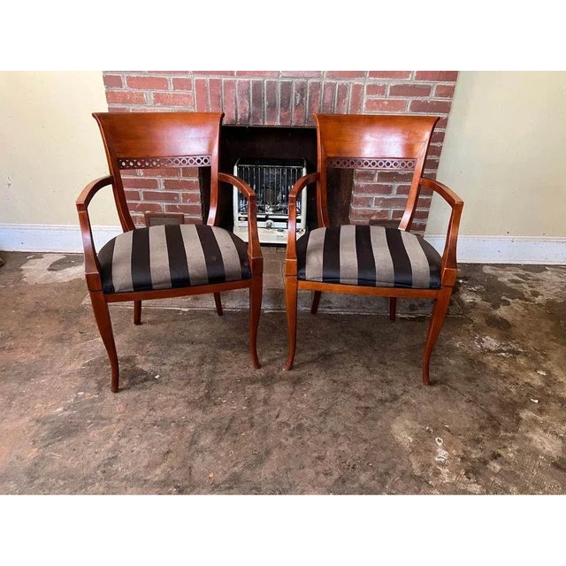 Mid 20th Century Pair Italian Upholstered Armchairs For Sale - Image 10 of 11