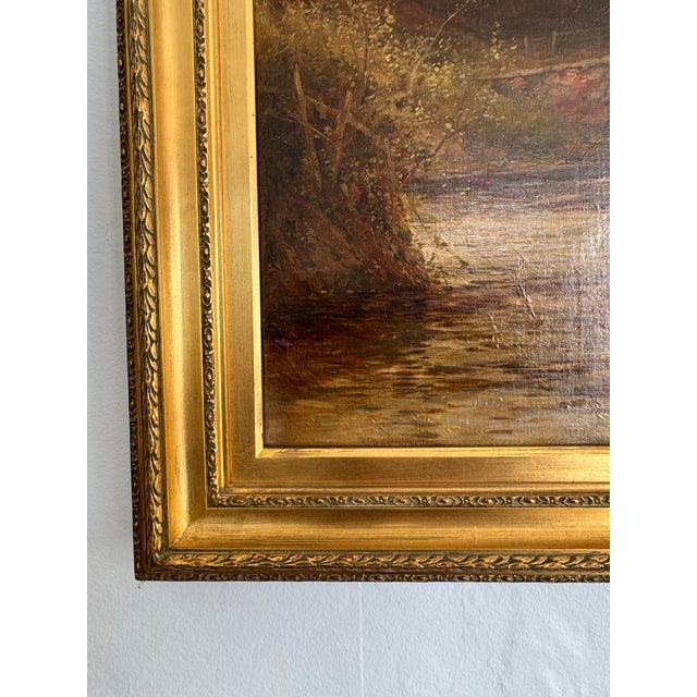 Antique 19th Century British Oil Painting “The Ford, Varaley Woods” by H. Pope For Sale - Image 11 of 12