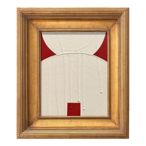 Ron Giusti Mini Kokeshi Doll Head Red Cream Acrylic Painting