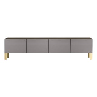 Flexor Gray Polished-Lacquered Wood and Aluminum Living Sideboard by Robert Stadler For Sale