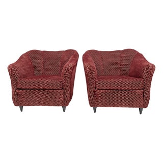 Set of Mid-Century Modern Velvet Armchairs by Gio Ponti for Casa e Giardino, 1950s For Sale