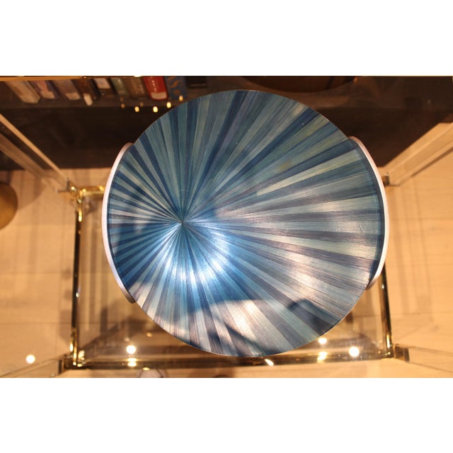 Vintage Ginger Brown Blue Straw Tray For Sale - Image 4 of 8