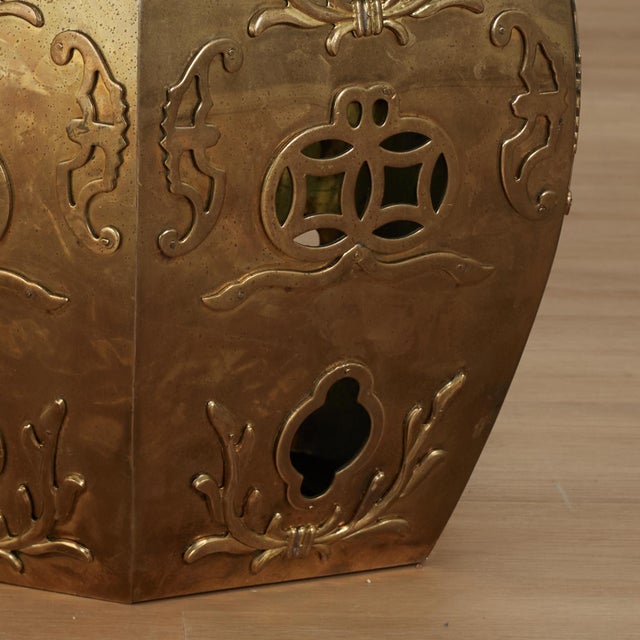 Pair of Vintage Chinese Brass Garden Seats For Sale - Image 9 of 14