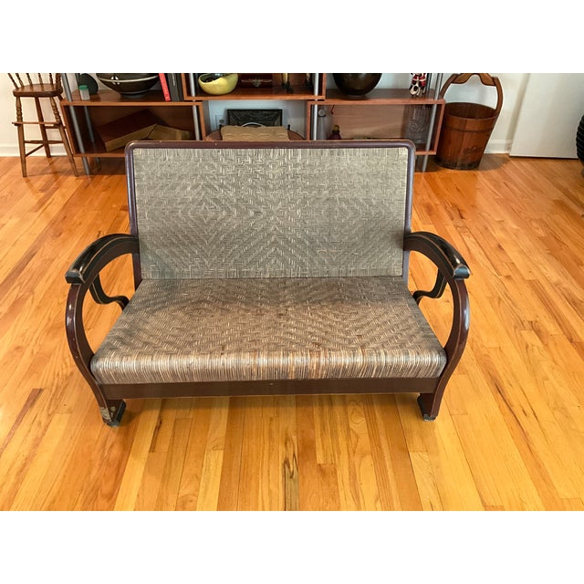 Early 20th Century Imported Rare Teak Art Deco Teardrop Loveseat & Chair For Sale - Image 10 of 18