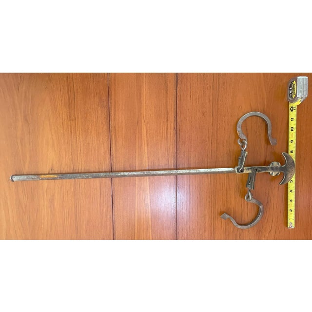 Industrial Antique Greek Decorative Butcher's Steelyard Weighing Instrument For Sale - Image 3 of 7