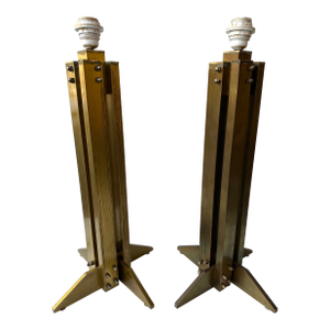 Pair of Brass Modernist Lamps. Italy, 1970s