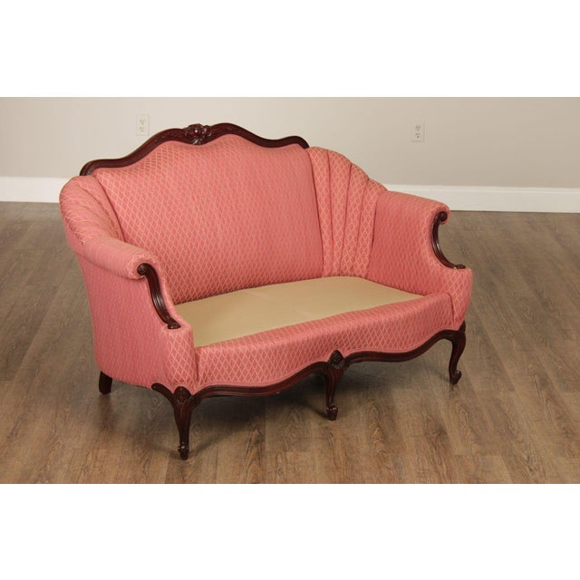 French Louis XV Style Mahogany Loveseat Settee For Sale - Image 9 of 12