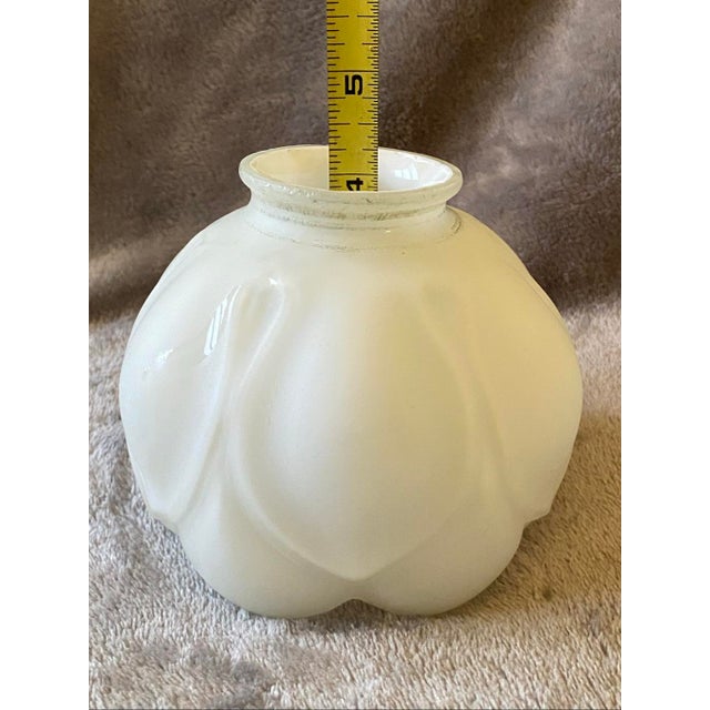 Late 19th Century Vintage Embossed Tulip Petal Design Milk Glass Shade For Sale - Image 5 of 8