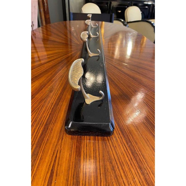 Ebonized Wooden Coat Rack with Brass Knobs, 1950s For Sale - Image 11 of 14