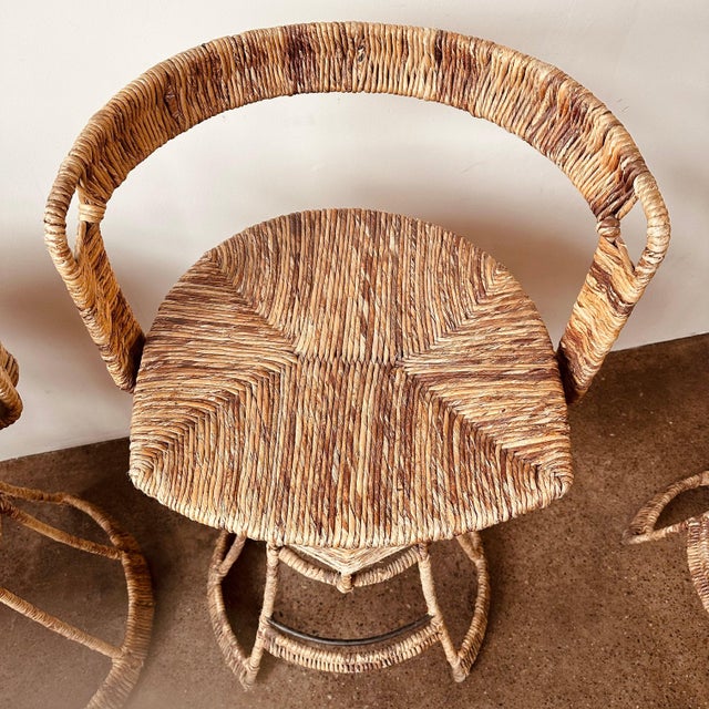 Woven Rush French Bar Stools - Set of 3 For Sale In Buffalo - Image 6 of 12