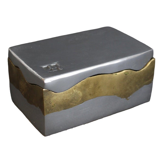 Brutalist Aluminium and Brass Box by David Marshall, 1980s For Sale