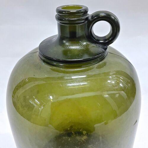 French Country Medium Antique Green Glass Jug For Sale - Image 3 of 4