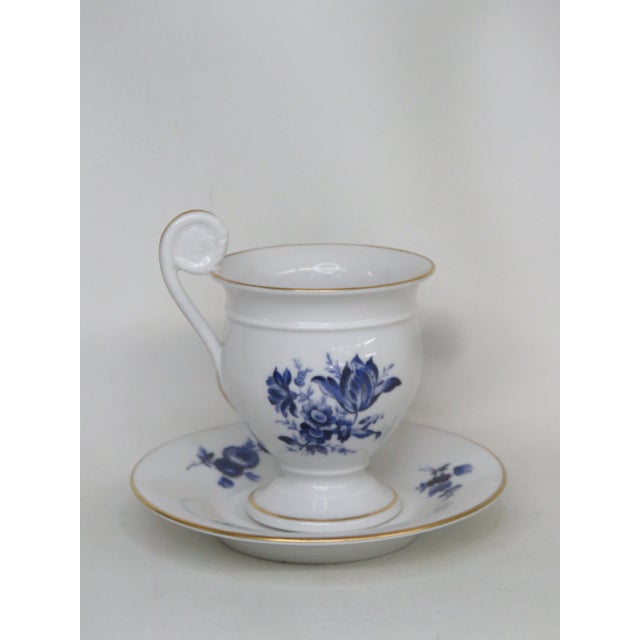 Richard Ginori Italy White Blue Floral Porcelain Coffee Cup and Saucer 4694b For Sale - Image 10 of 15