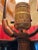 Antique Bent Caramel, Red /Orange Slag Glass Table Lamp For Sale - Image 10 of 12