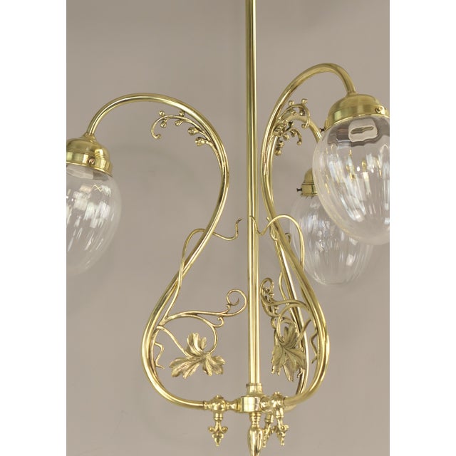 Early 20th Century Art Nouveau Three-Light French Chandelier, 1900s For Sale - Image 5 of 16