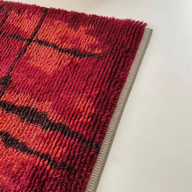 Abstract Scandinavian High Pile Örgryte Rya Rug Carpet, Sweden, 1960s For Sale - Image 16 of 18