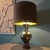 Mid-Century Modern 1940s Italian Monumental Hammered Brass Seamless Bulbous Table Lamp on Mahogany Plinth For Sale - Image 3 of 18