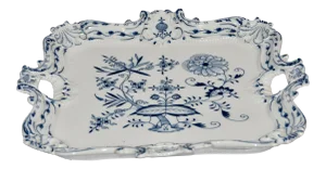 Late 20th Century Large Meissen Porcelain Serving Tray in ‘Blue Onion’ Pattern