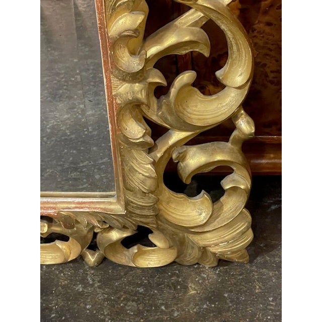 19th C. Italian Florentine Carved Giltwood Mirror For Sale - Image 9 of 12