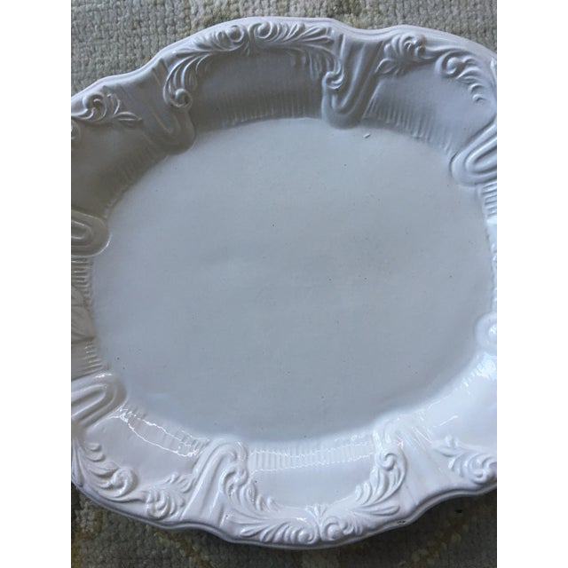 Renaissance Large English Ironstone Serving Dish With Flora Naturalist Design For Sale - Image 3 of 12