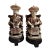 Chinese Emperor and Empress Sculptures in Buffalo Bone on Wooden Stands, Qing Dynasty. For Sale