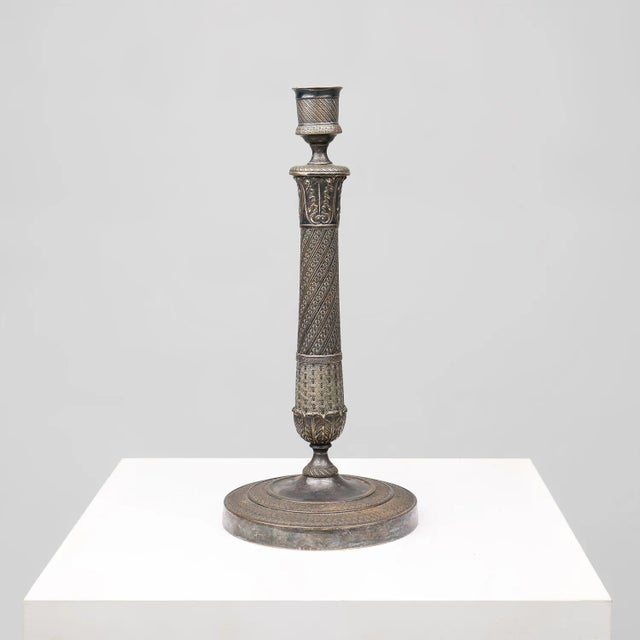 Large French Silvered Copper Candlestick, 1890s For Sale - Image 10 of 10