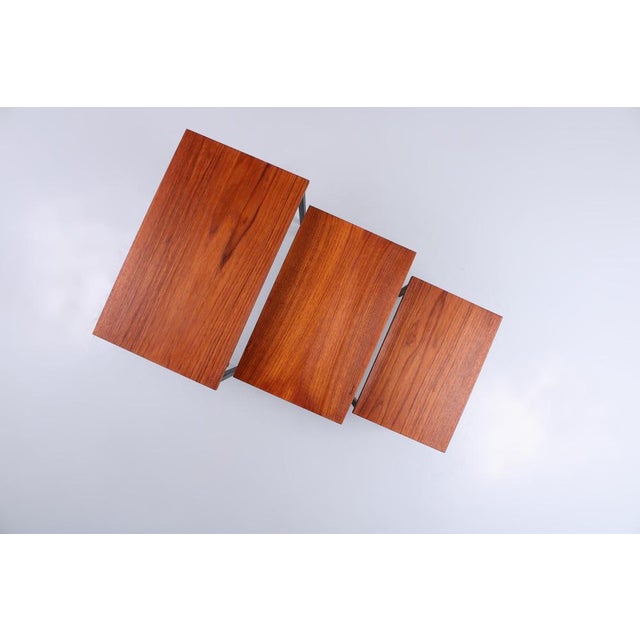 Teak and Black Iron Nesting Tables by Cees Braakman for Pastoe, 1950s, Set of 3 For Sale - Image 14 of 18