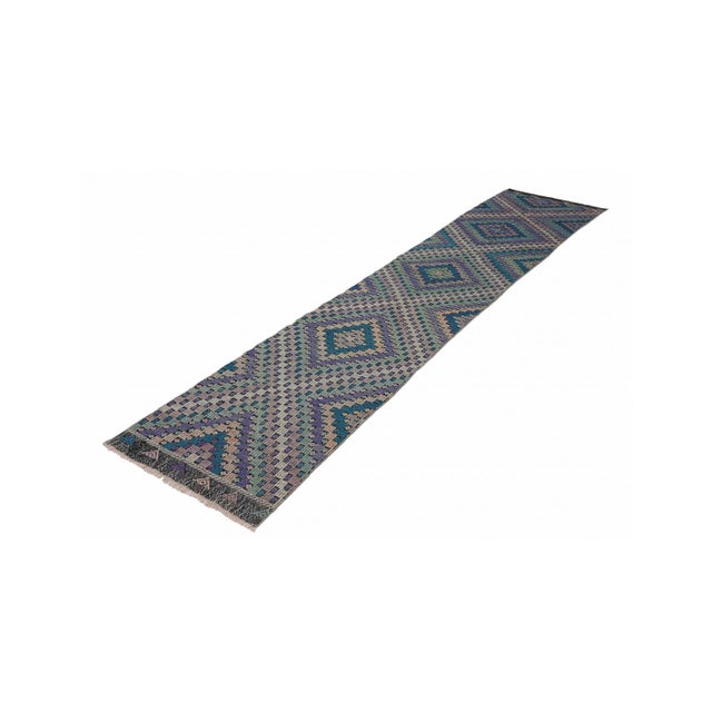 Mid-Century Modern Embroidered Vintage Kilim Runner - 2`6″ X 14`1″ Ft. For Sale - Image 3 of 6