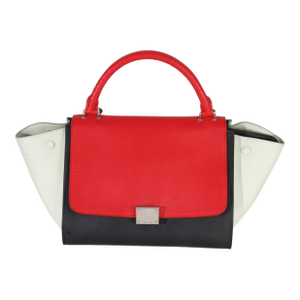 Red Black White Grained Calfskin Small Trapeze Bag