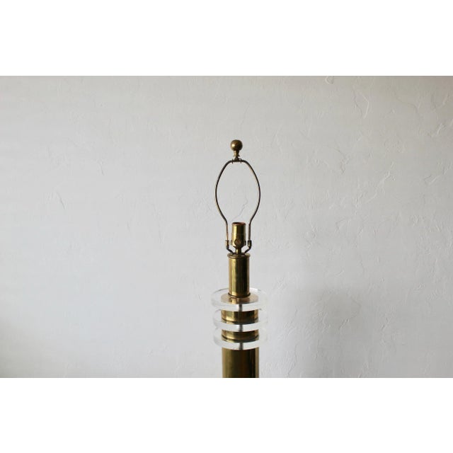 Art Deco Style Brass Lucite Column Floor Lamp For Sale In Miami - Image 6 of 10