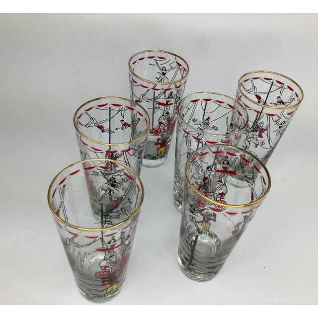 Vintage Libbey Glass Co. Circus Highball Glasses - Set of 6 For Sale In Raleigh - Image 6 of 7