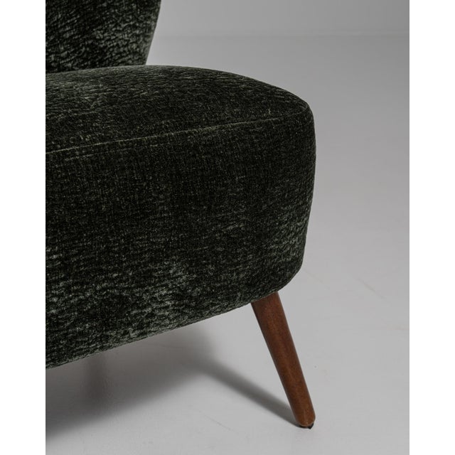 1940s Mid-Century Modern Black Wood Pair of Club Chairs For Sale - Image 10 of 12