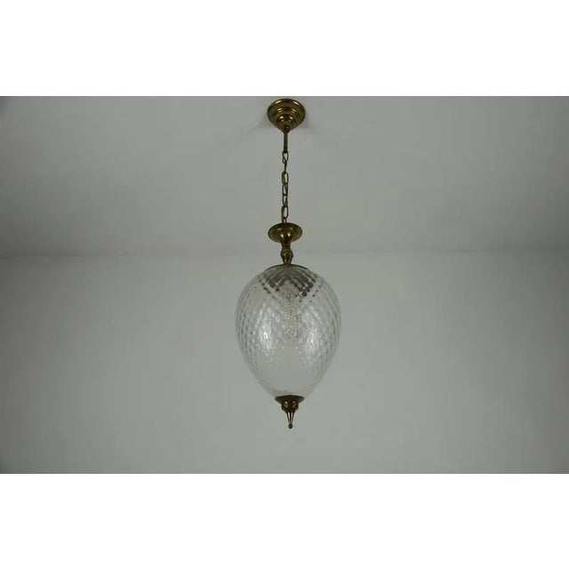 Gold Mid-Century Modern Italian Pendant Lamp in Brass and Glass, 1960s For Sale - Image 8 of 18