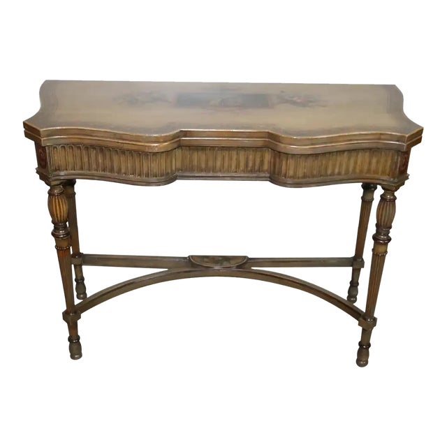 Adams Paint Decorated English Foliding Card Console Table, Circa 1890 For Sale