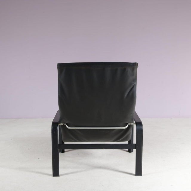 Black Leather Lounge Chair by Jacques Toussaint & Patrizia Angeloni for Matteo Grassi, Italy, 1980s For Sale - Image 9 of 11