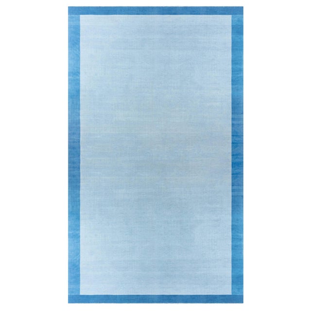 Doris Leslie Blau Large Vintage Indian Dhurrie Blue Rug For Sale