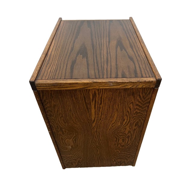 Vintage Tiger Oak File Cabinet Two Drawers One Locks Paneled Sides Legal Size For Sale - Image 13 of 13