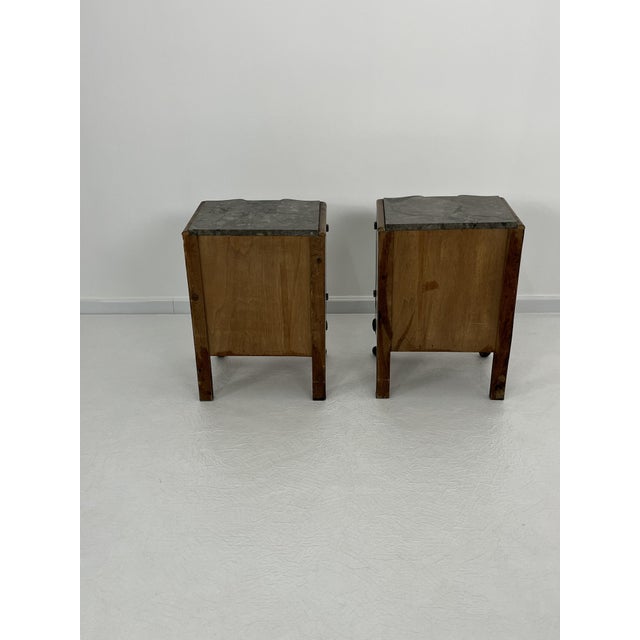 Sicilian Art Deco Bedside Tables with Marble Tops, 1940s, Set of 2 For Sale - Image 14 of 15