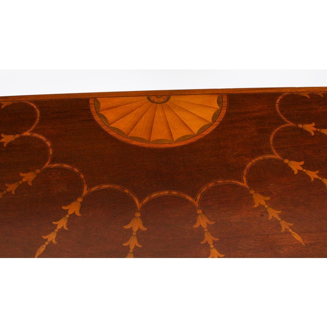 19th Century Mahogany and Satinwood Inlaid Serpentine Card Console Table For Sale - Image 12 of 18