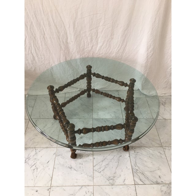Pentagon Shaped English Glass Top Coffee Table | Chairish