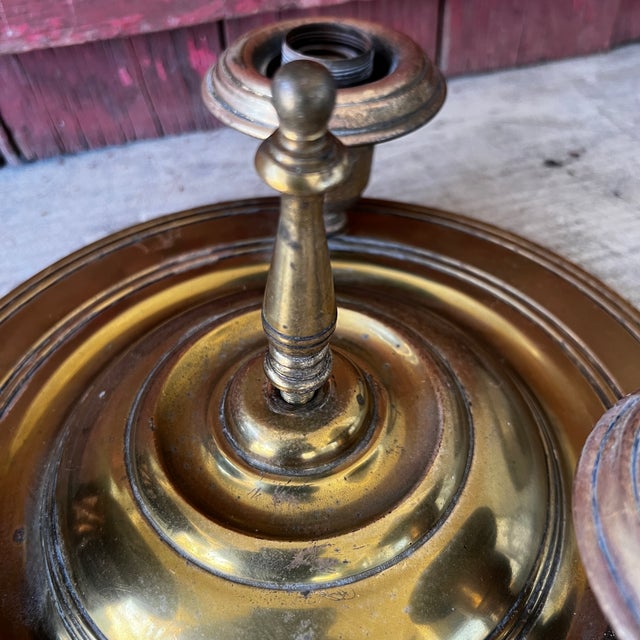 Metal Vintage Brass 3-Arm Chandelier Base With Patina Finish 12" Diameter Intricate Design For Sale - Image 7 of 17