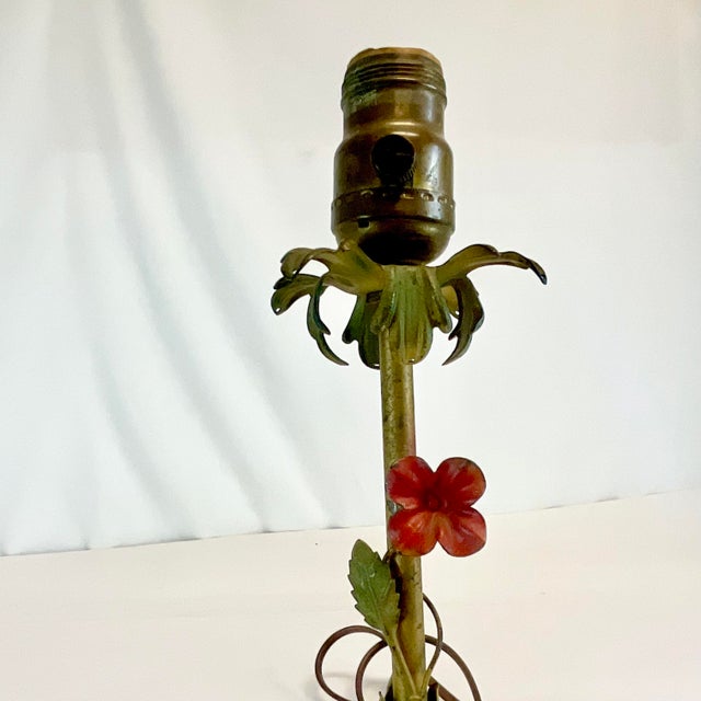 1940s 1940s Petite Italian Boho Chic Tole Table Lamp. For Sale - Image 5 of 12