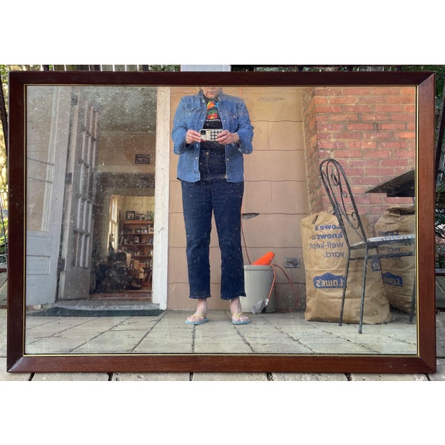 1940s Large Oxidized Mirror Framed in Wood - For Sale - Image 4 of 6