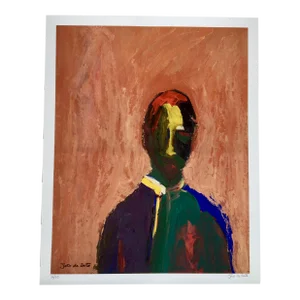 “Poker-Face” Portrait Giclee Print of an Impressionist Oil Painting by Joao De Brito