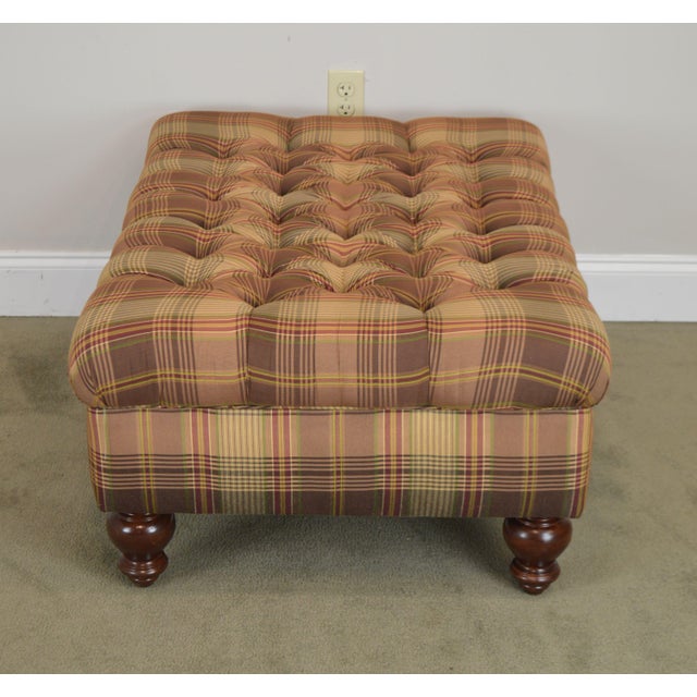 Custom Plaid Upholstered Large Tufted Ottoman Chairish