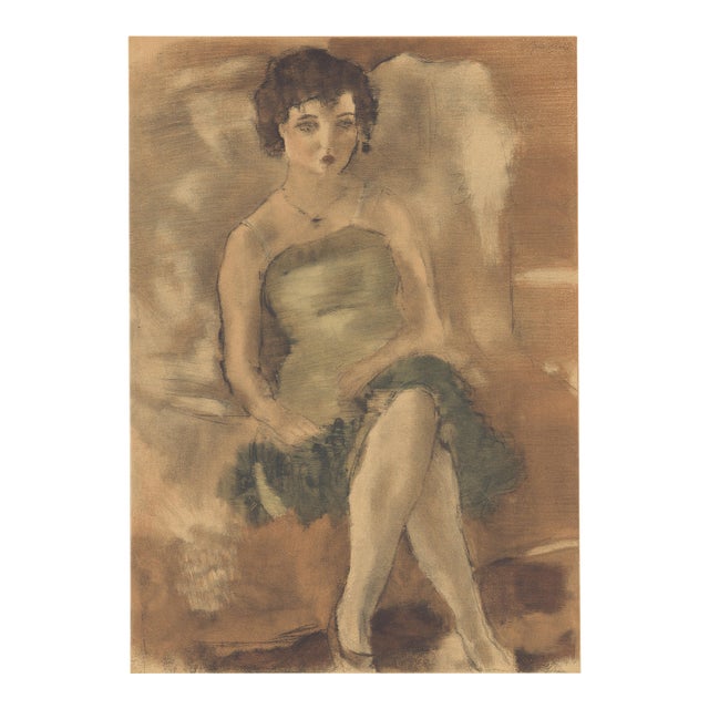 1954 Lithograph "La Dame en Vert" After Jules Pascin For Sale