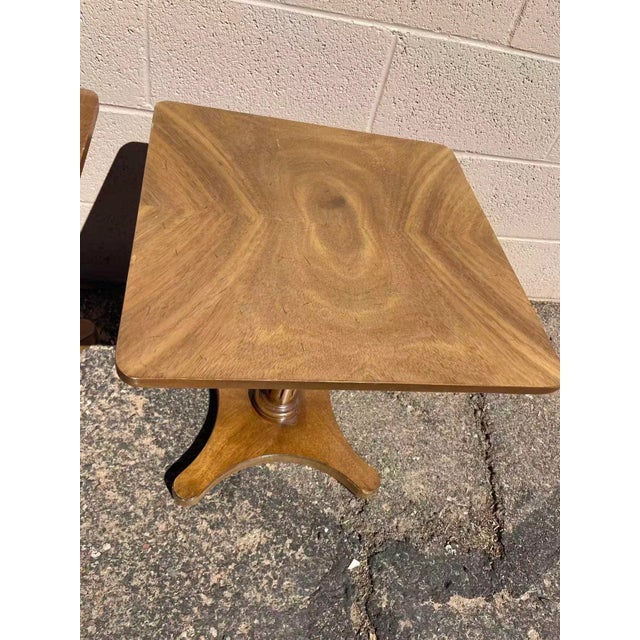 Drexel Pair of Pedestal Side Tables, Attributed to Triune Furniture For Sale - Image 4 of 5